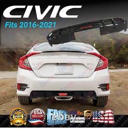 For 2016-2021 Honda Civic Sport Sedan Rear Bumper Lip Spoiler LED Light Diffuser
