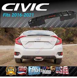 For 2016-2021 Honda Civic Sport Sedan Rear Bumper Lip Spoiler LED Light Diffuser