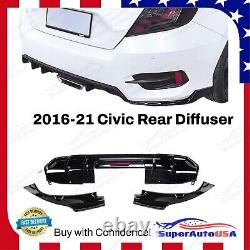 For 2016-2021 Honda Civic Sport Sedan Rear Bumper Lower Diffuser with LED Corners