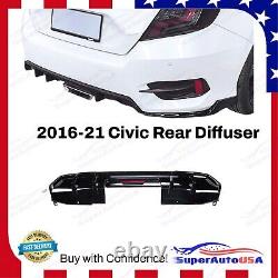 For 2016-2021 Honda Civic Sport Sedan Rear Bumper Splitter Lower Diffuser with LED