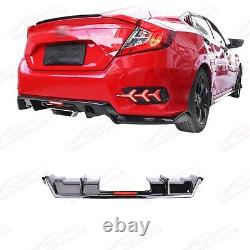 For 2016-2021 Honda Civic Sport Sedan Rear Bumper Splitter Lower Diffuser with LED