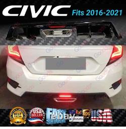 For 2016-21 Honda Civic Sedan Rear Bumper Spoiler Diffuser LED Exhaust