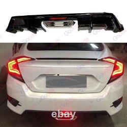 For 2016-21 Honda Civic Sedan Rear Bumper Spoiler Diffuser LED Exhaust