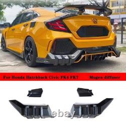 For 2017-2021 Honda Civic Type-R FK4 FK7 MU Style Rear Bumper Lip Aprons