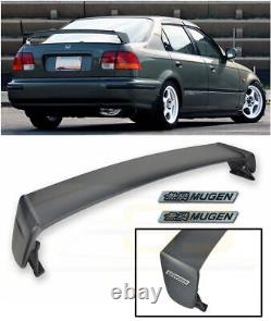 For 96-00 Civic Sedan Mugen Style JDM Rear Trunk Wing Spoiler Black Emblem Pair