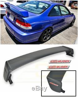 For 96-00 Honda Civic Coupe MUGEN Style Rear Trunk Wing Spoiler Red Emblem Pair