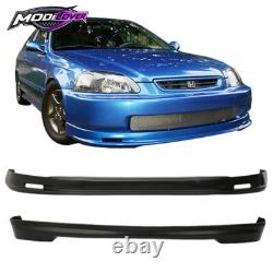 For 96-98 Honda Civic Hatchback Mugen Style Front + Rear Bumper Lip Spoiler PP