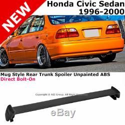 For Civic 4D 96-00 Rear Spoiler Trunk Lid Lip Wing Mug Style JDM Trim Bolt-on