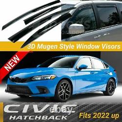 For Honda Civic 2022-23 Hatchback Mugen Style Window Visor Rain Guard Deflectors