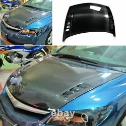 For Honda Civic FD2R 2006-11 Dry Carbon Fiber Mugen Hood Vented Cover Cap Refit