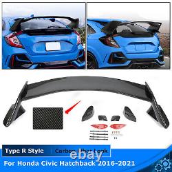For Honda Civic Hatchback 16-21 2017 Type-R Carbon Look Rear Trunk Wing Spoiler