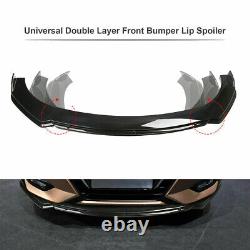 For Honda Civic MUGEN Gloss Black Front Bumper Lip Splitter Spoiler + Strut Rods