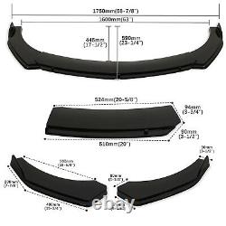 For Honda Civic MUGEN Gloss Black Front Bumper Lip Splitter Spoiler + Strut Rods