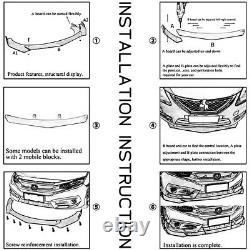 For Honda Civic Mugen Glossy Front Bumper Lip Spoiler Splitter 2 Layer Sturt Rod