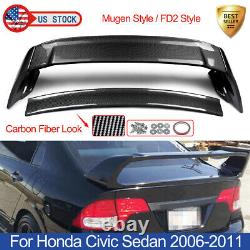 For Honda Civic Sedan 2006-2011 MUGEN Style Rear Trunk Spoiler Wing Carbon Fiber