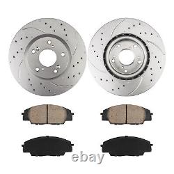 Front Drilled Brake Rotors With Ceramic Pads Fit Honda Civic Si Acura CSX Type-S