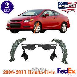 Front Engine Splash Shield + Fender Liners Set For 2006-2011 Honda Civic Coupe