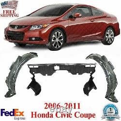 Front Fender Liners + Engine Splash Guard For 2006-2011 Honda Civic Coupe