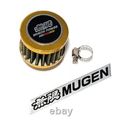 Gold 12mm Mini Air Oil Breather Filter For Honda CIVIC D16z6 D16y8 Emblem Mugen