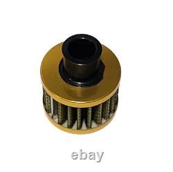 Gold 12mm Mini Air Oil Breather Filter For Honda CIVIC D16z6 D16y8 Emblem Mugen