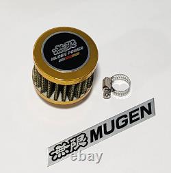 Gold 12mm Mini Air Oil Breather Filter For Honda CIVIC D16z6 D16y8 Emblem Mugen