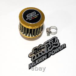 Gold 12mm Mini Air Oil Breather Filter For Si CIVIC D16z6 D16y8 Mugen Power 3