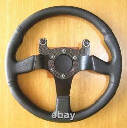 HONDA Steering Wheel 350mm Black Leather Civic Integra CRX Accord MUGEN MOMO JDM