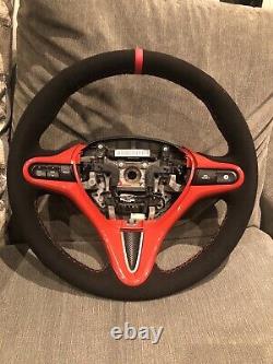 Honda Civic MK8 FN2 Si Suede Trimmed Steering Wheel Red Stitch GP Mugen Custom