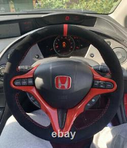 Honda Civic MK8 FN2 Si Suede Trimmed Steering Wheel Red Stitch GP Mugen Custom