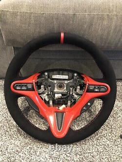 Honda Civic MK8 FN2 Si Suede Trimmed Steering Wheel Red Stitch GP Mugen Custom