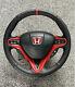 Honda Civic Mk8 Perforated Leather Trimmed Steering Wheel Red Stitch Mugen Fn2