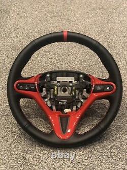 Honda Civic MK8 Perforated Leather Trimmed Steering Wheel Red Stitch Mugen FN2