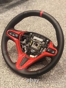 Honda Civic MK8 Perforated Leather Trimmed Steering Wheel Red Stitch Mugen FN2