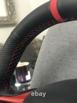 Honda Civic MK8 Perforated Leather Trimmed Steering Wheel Red Stitch Mugen FN2