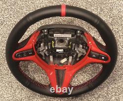 Honda Civic MK8 Perforated Leather Trimmed Steering Wheel Red Stitch Mugen FN2