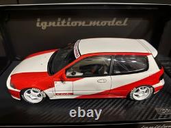 Ignition Model 1/18 Honda Civic EG6 White/Red KANJO B16 Mugen Osaka IG3047