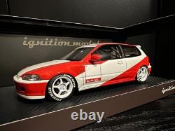 Ignition Model 1/18 Honda Civic EG6 White/Red KANJO B16 Mugen Osaka IG3047