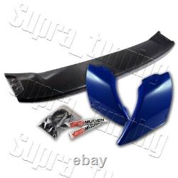 MUGEN Carbon Fiber Factory Blue Rear Spoiler Wing For 2012-2015 Honda Civic 4DR
