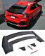 Mugen Style Rear Roof Wing Spoiler For 16-up Honda Civic Hatchback With Red Emblem