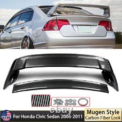 Mugen / FD2 Style For 2006-11 Honda Civic Sedan Rear Trunk Spoiler Carbon Fiber