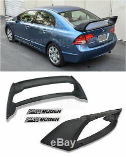 Mugen RR Style ABS Plastic Rear Spoiler With Black Emblems For 06-11 Civic Sedan