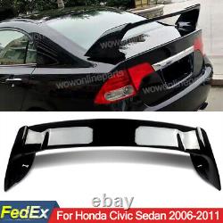 Mugen Style Rear Trunk Spoiler Lip Gloss Black Painted For Honda Civic 2006-2011