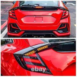 Mugen Style Smoked Full LED Taillights Assembly For 10th Gen Civic hatch 2016-21
