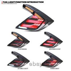 Mugen Style Smoked Full LED Taillights Assembly For 10th Gen Civic hatch 2016-21