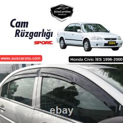 Mugen Window Visors for Honda Civic IES EK 96-00 4 pcs Piano Black Rain Guards