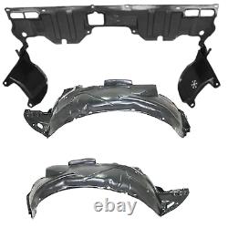 Pair Of Front Fender Liners + Engine Splash Guard For 2006-11 Honda Civic Coupe