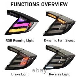 RGB LED Tail Lights For Honda Civic Hatchback 2017-2021 Mugen FK7 FK8 Rear Lamp