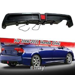 Rear Bumper Diffuser with LED For 06-11 Honda Civic Mugen RR Carbon Fiber Style