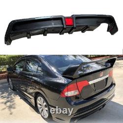 Rear Bumper Diffuser with LED For Honda Civic Mugen RR Carbon Fiber Style 2006-11
