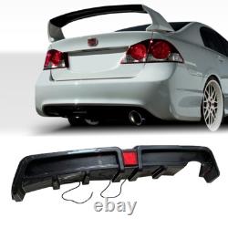 Rear Bumper Diffuser with LED For Honda Civic Mugen RR Carbon Fiber Style 2006-11